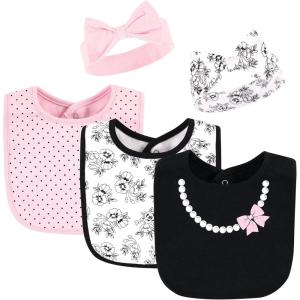 imageHudson Baby Unisex BabyCotton Bib and Headband or Caps SetToile