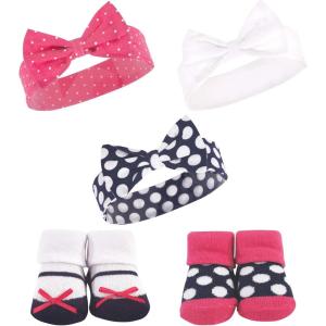 imageHudson Baby babygirls Headband and Socks SetNavy Pink Dot
