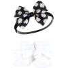 imageHudson Baby Girls Headband and Socks GiftsetBlack Daisy