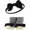 imageHudson Baby Girls Headband and Socks GiftsetBlack Stripe Neutrals