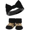 imageHudson Baby Girls Headband and Socks GiftsetBlack Wild Rose Leopard