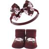 imageHudson Baby Girls Headband and Socks GiftsetBurgundy Floral 8piece