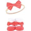 imageHudson Baby Girls Headband and Socks GiftsetCoral Stripe