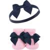 imageHudson Baby Girls Headband and Socks GiftsetNavy White 10pack