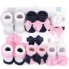 imageHudson Baby Girls Headband and Socks GiftsetNavy White 10pack