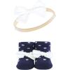 imageHudson Baby Girls Headband and Socks GiftsetRed Navy Flower