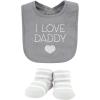 imageHudson Baby Unisex BabyCotton Bib and Sock SetI Love Grey