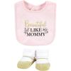 imageHudson Baby Unisex BabyCotton Bib and Sock SetMom Dad Toile