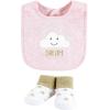 imageHudson Baby Unisex BabyCotton Bib and Sock SetPink Cloud