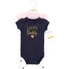 imageHudson Baby Unisex Cotton Bodysuit and Pant SetGirl Daddy Pink Navy