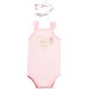 imageHudson Baby girls Sleeveless Bodysuit and Headband SetBaby and Toddler TShirt SetSoft Pink Roses
