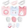 imageHudson Baby Baby Girls Caps or Headbands Bibs Mittens and Socks 12pc SetSafari
