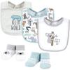 imageHudson Baby Unisex BabyCotton Bib and Sock SetZoo Animals