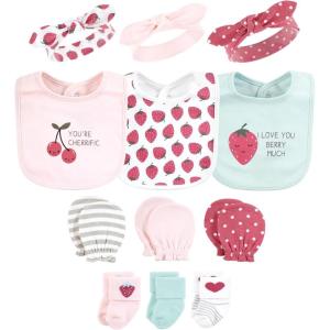 imageHudson Baby Baby Girls Caps or Headbands Bibs Mittens and Socks 12pc SetStrawberry