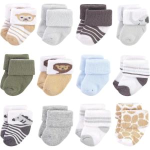 imageHudson Baby Baby Girls Cotton Rich Newborn and Terry SocksBoy Safari