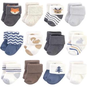imageHudson Baby Baby Girls Cotton Rich Newborn and Terry SocksBoy Woodland