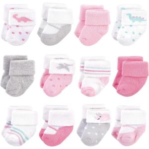 imageHudson Baby Baby Girls Cotton Rich Newborn and Terry SocksGirl Dino