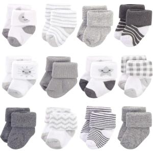 imageHudson Baby Baby Girls Cotton Rich Newborn and Terry SocksMoon