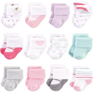imageHudson Baby Baby Girls Cotton Rich Newborn and Terry SocksPink Unicorn