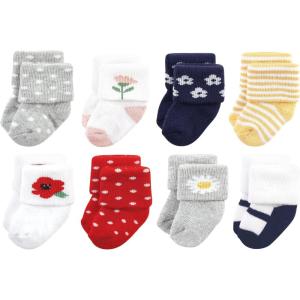 imageHudson Baby Baby Girls Cotton Rich Newborn and Terry SocksWildflower