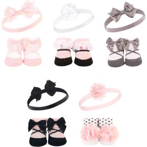 imageHudson Baby Girls Headband and Socks GiftsetBlack Ballet 10pack