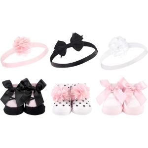 imageHudson Baby Girls Headband and Socks GiftsetBlack Ballet 6pack