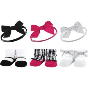 imageHudson Baby Girls Headband and Socks GiftsetBlack Pink