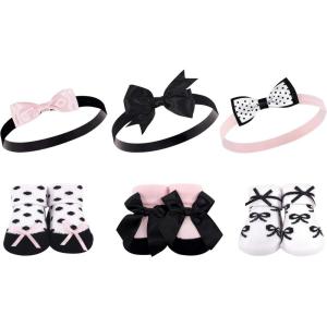 imageHudson Baby Girls Headband and Socks GiftsetBlack Pink Bows