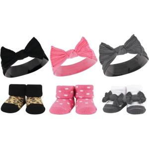 imageHudson Baby Girls Headband and Socks GiftsetBlack Wild Rose Leopard