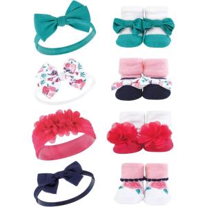 imageHudson Baby Girls Headband and Socks GiftsetBright Pink Floral