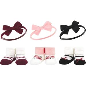 imageHudson Baby Girls Headband and Socks GiftsetBurgundy Black