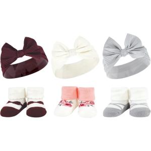 imageHudson Baby Girls Headband and Socks GiftsetBurgundy Gray