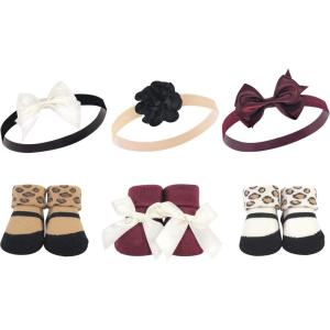 imageHudson Baby Girls Headband and Socks GiftsetBurgundy Leopard 6pack