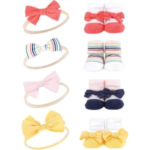 imageHudson Baby Girls Headband and Socks GiftsetCoral Stripe