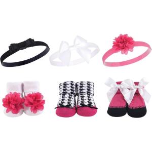 imageHudson Baby Girls Headband and Socks GiftsetDark Pink Black 6pack