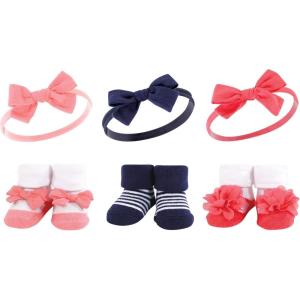 imageHudson Baby Girls Headband and Socks GiftsetNavy Coral