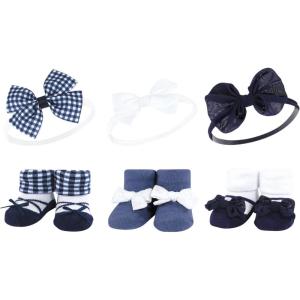 imageHudson Baby Girls Headband and Socks GiftsetNavy Gingham
