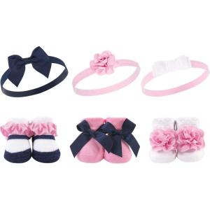 imageHudson Baby Girls Headband and Socks GiftsetNavy White 6pack