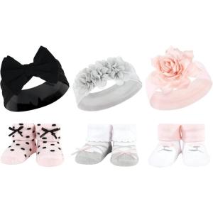 imageHudson Baby Girls Headband and Socks GiftsetPink Black Gray