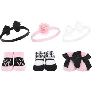 imageHudson Baby Girls Headband and Socks GiftsetPink Black Love 6pack