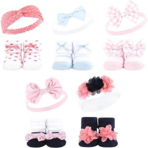 imageHudson Baby Girls Headband and Socks GiftsetPink Blue 10piece