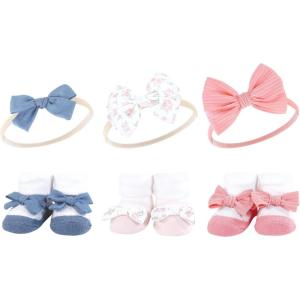 imageHudson Baby Girls Headband and Socks GiftsetPink Floral Chambray