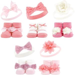 imageHudson Baby Girls Headband and Socks GiftsetPink Gray