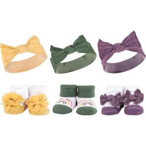 imageHudson Baby Girls Headband and Socks GiftsetPurple Green Yellow