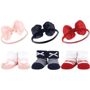 imageHudson Baby Girls Headband and Socks GiftsetRed Navy Bows