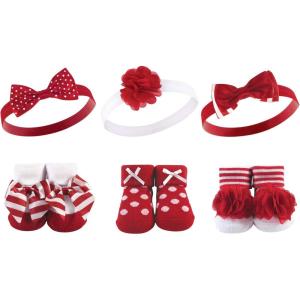 imageHudson Baby Girls Headband and Socks GiftsetRed White Stripe