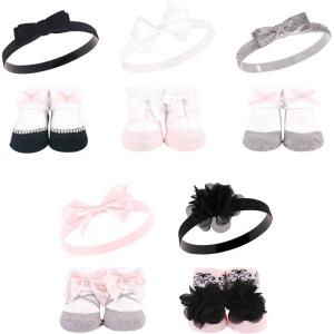 imageHudson Baby Girls Headband and Socks GiftsetSilver Ballet 10pack