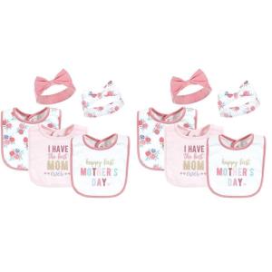 imageHudson Baby Unisex Baby Cotton Bib and Headband or Caps Set Mothers Day One Size Pack of 2