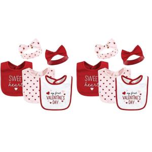 imageHudson Baby Unisex Baby Cotton Bib and Headband or Caps Set Valentine Sweetheart One Size Pack of 2