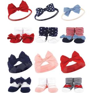 imageHudson Baby Unisex Baby Long Sleeve Plush Faux Fur Sleeping Bag Wearable BlanketRed Blue Bows Red Chambray